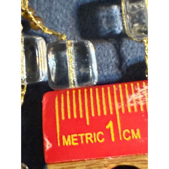 Handcrafted Clear & Gold Tone Beaded Necklace - 50 Inches - Picture 9 of 9